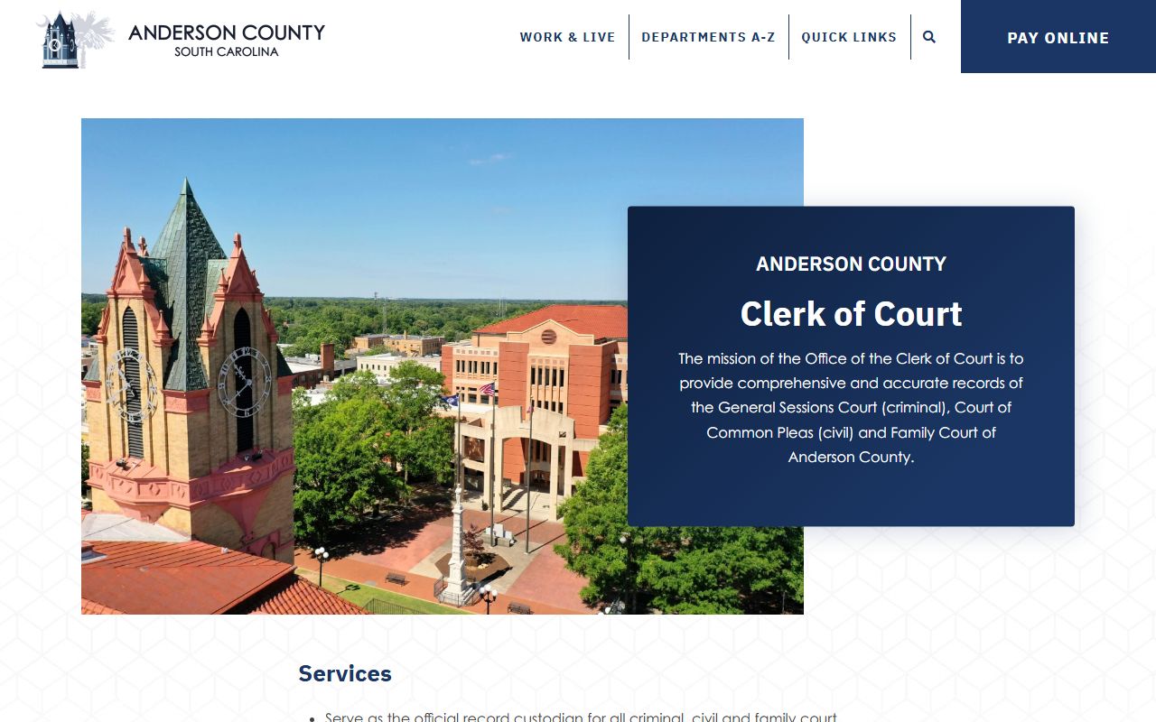 Anderson criminal records Anderson County Clerk of Court office