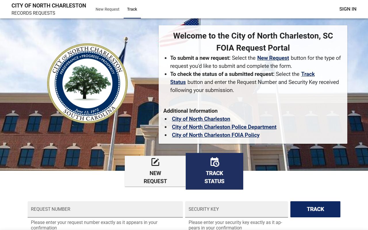 North Charleston FOIA portal for North Charleston criminal records