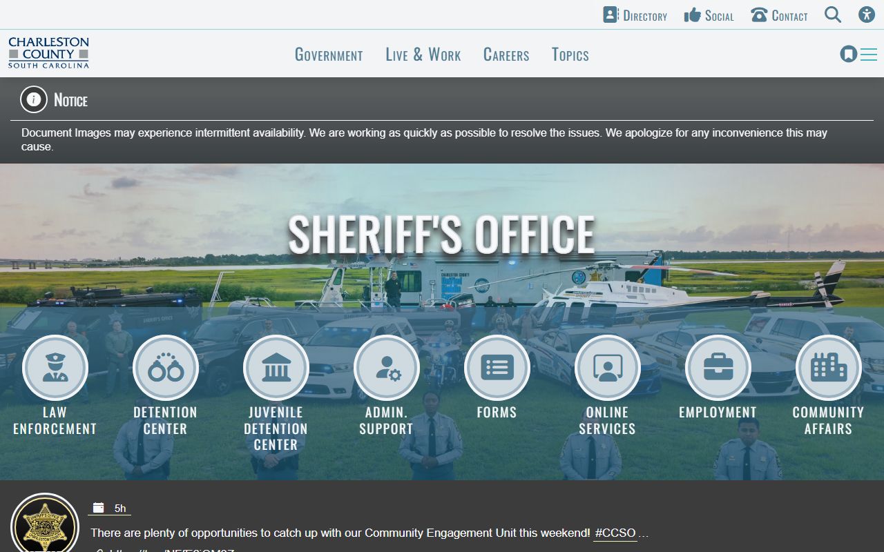 Charleston County Sheriff's Office and detention operations related to Charleston County criminal records