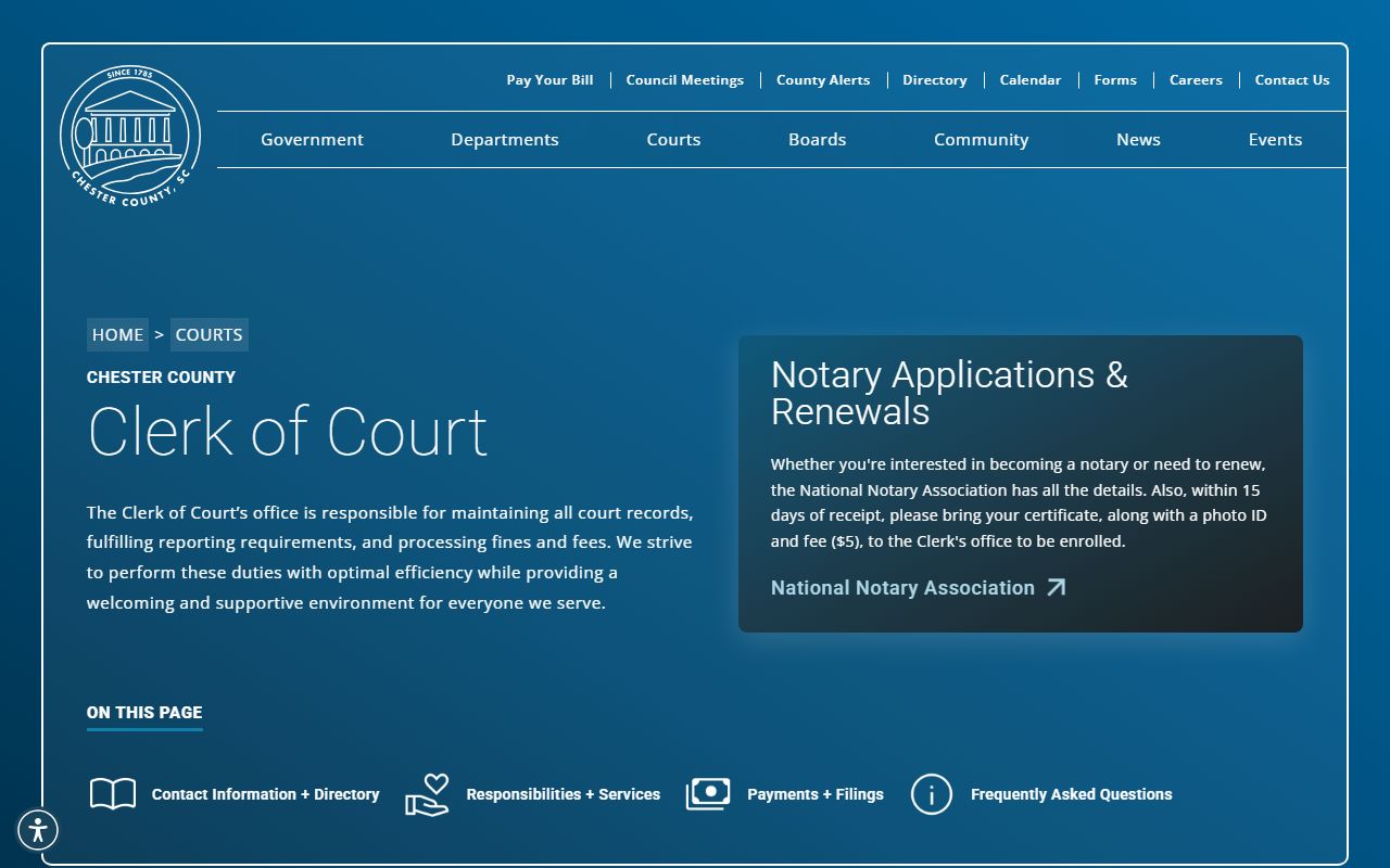 Chester County criminal records via SLED