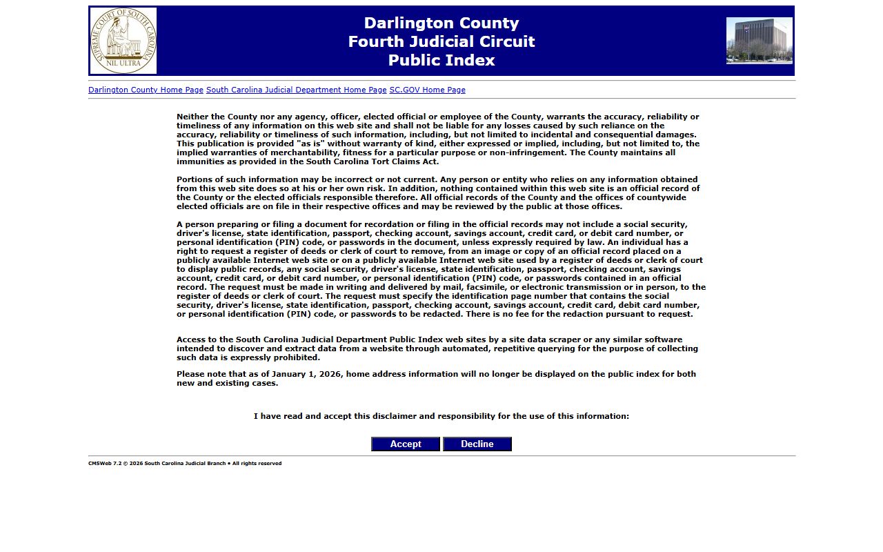 Darlington County Public Index criminal records search