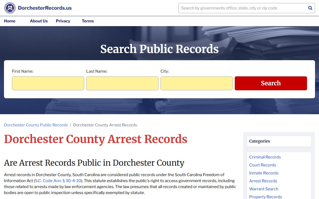 Dorchester County arrest records and Sheriff's Office