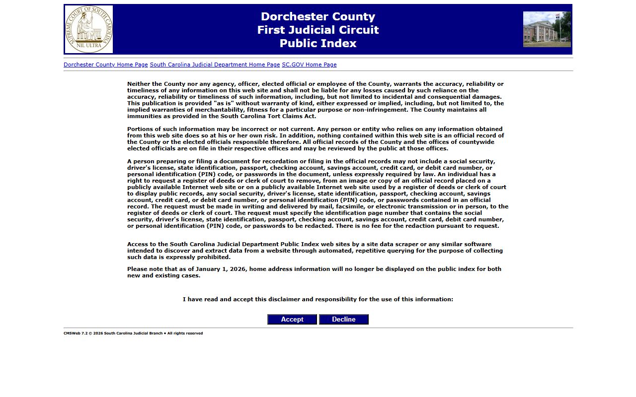 Dorchester County Public Index court records