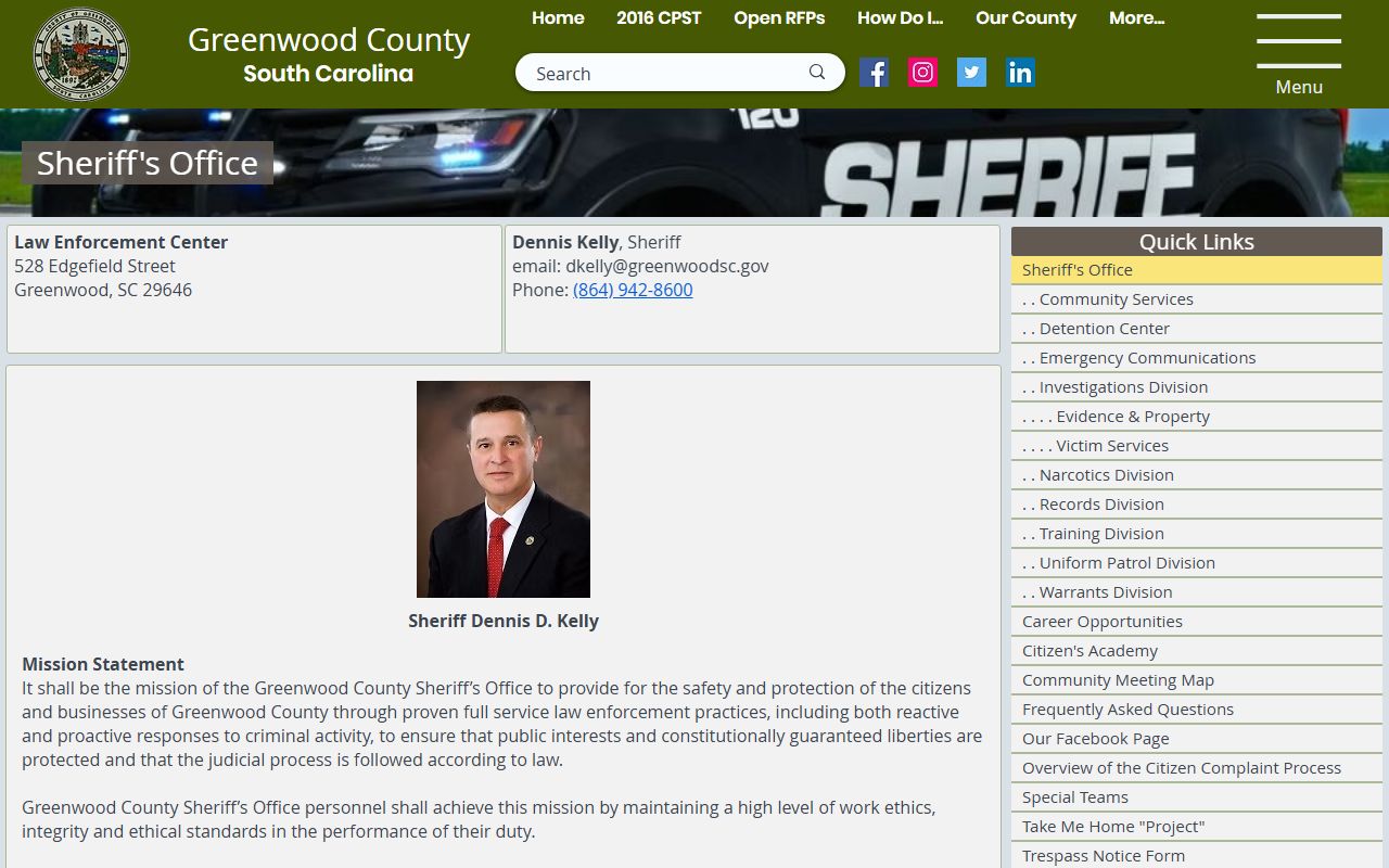 Greenwood County Sheriff's Office connected to Greenwood County criminal records and judicial department