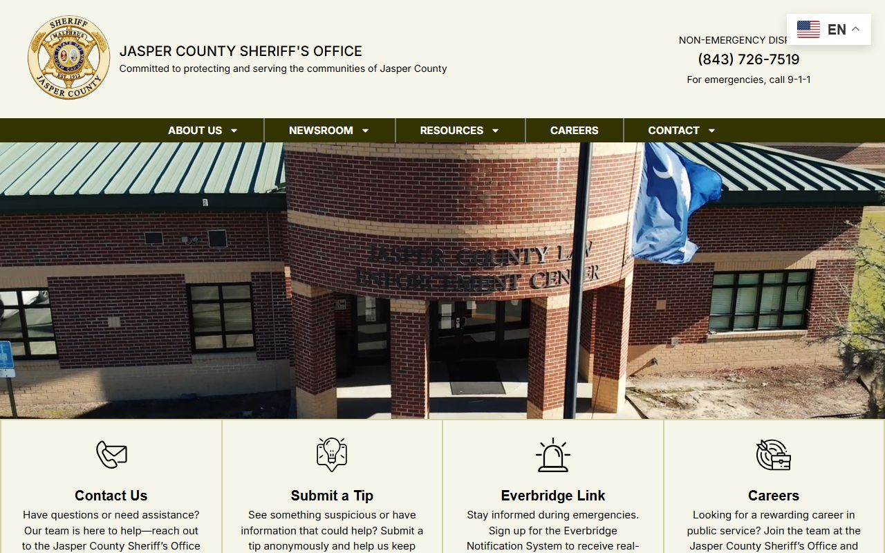 Jasper County Sheriff's Office building associated with Jasper County criminal records