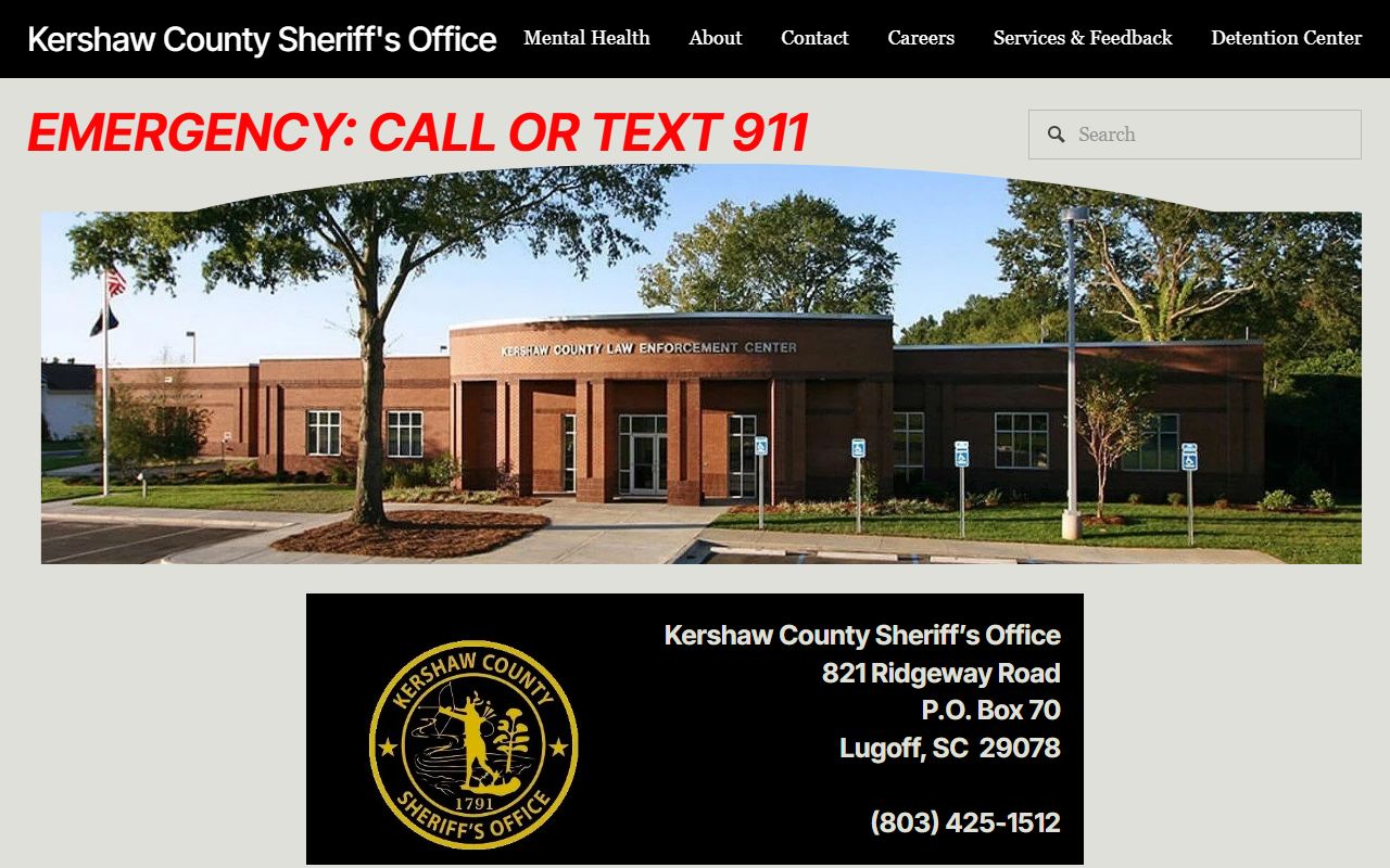Kershaw County Sheriff's Office associated with the South Carolina Judicial Department and Kershaw County criminal records