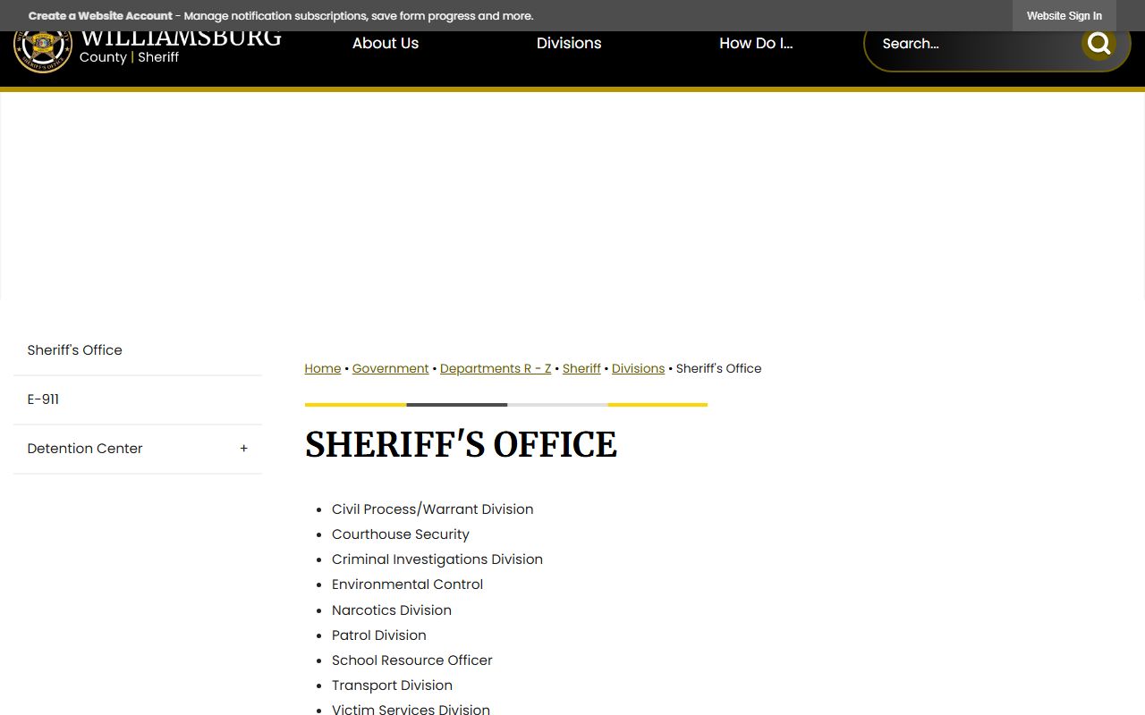 Williamsburg County Sheriff's Office for Williamsburg County criminal records