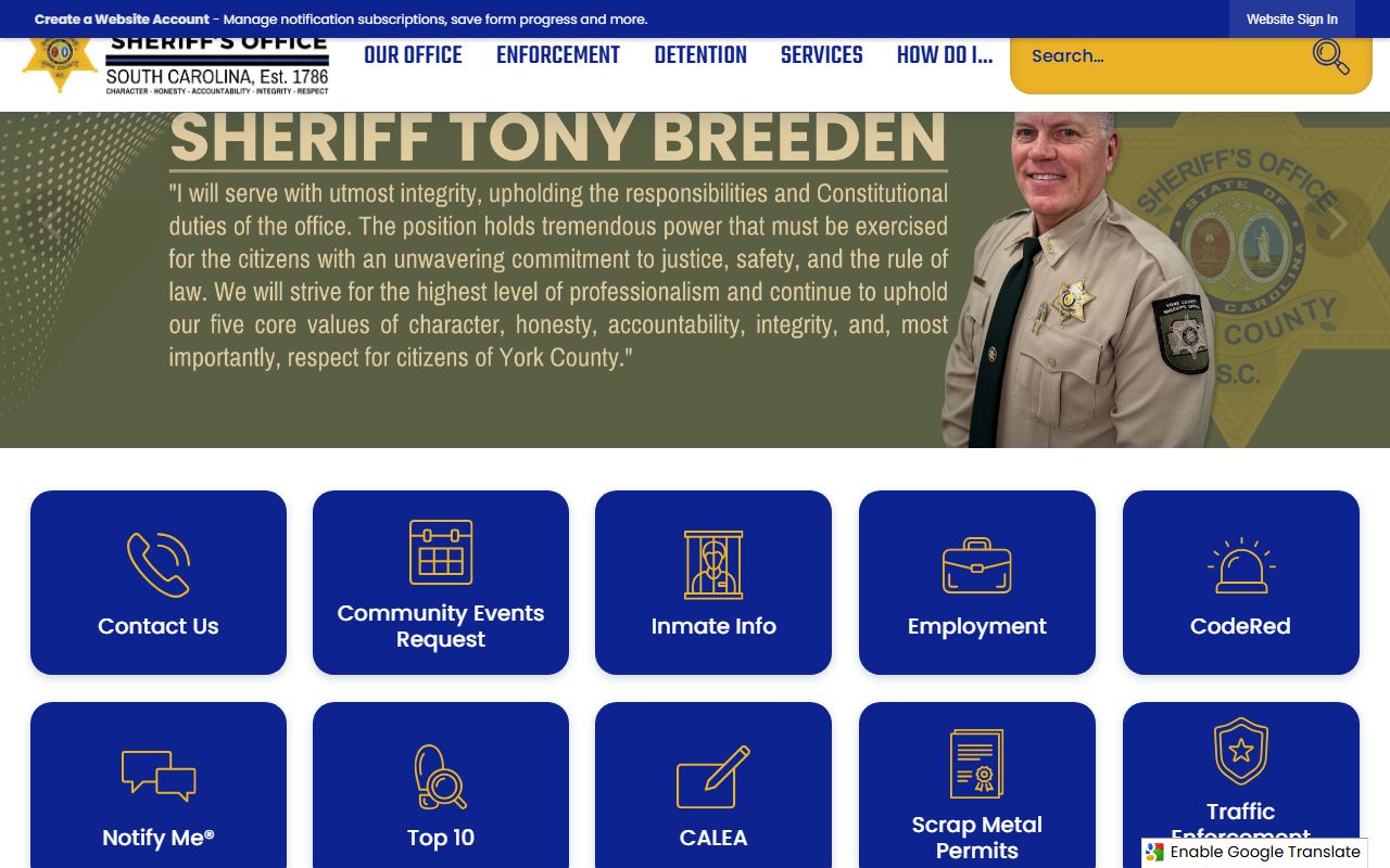 York County Sheriff's Office for York County criminal records