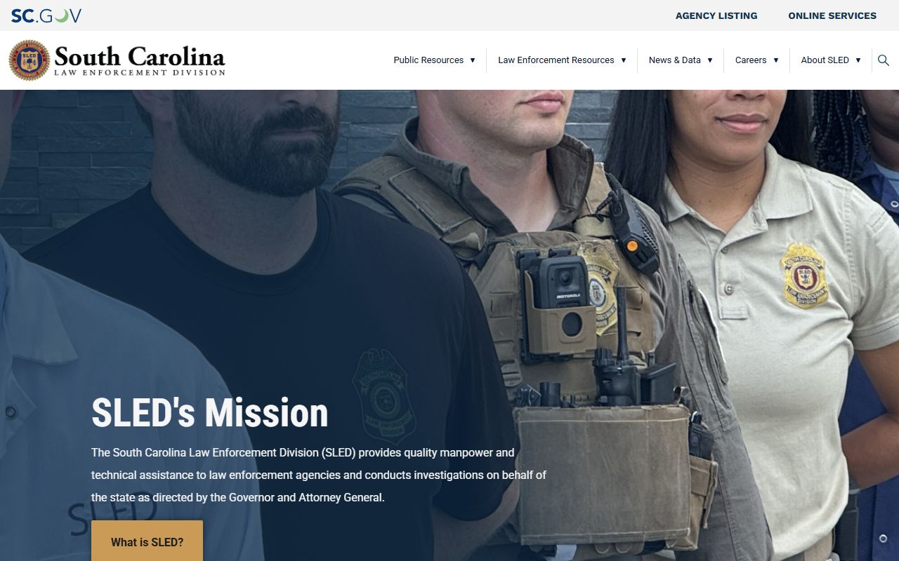 South Carolina Law Enforcement Division SLED main website